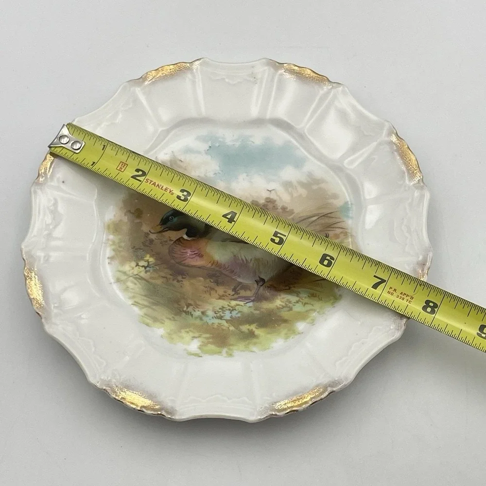 Antique 1920s‎ Silesia Germany Mallard Duck Porcelain Cabinet Plate 8